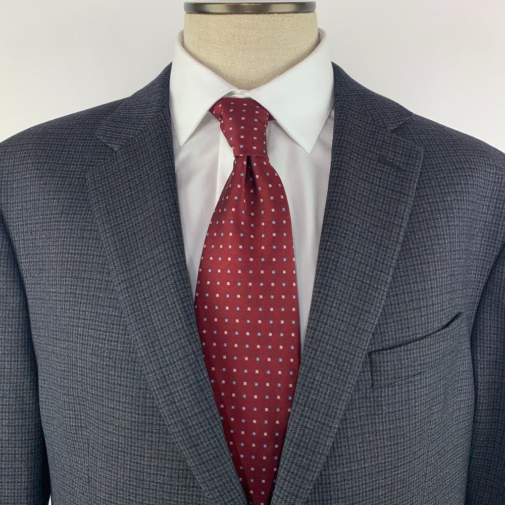 Ralph Ralph Lauren Mens 48R Blue Black Gray Check Two Button Wool Sport Coat